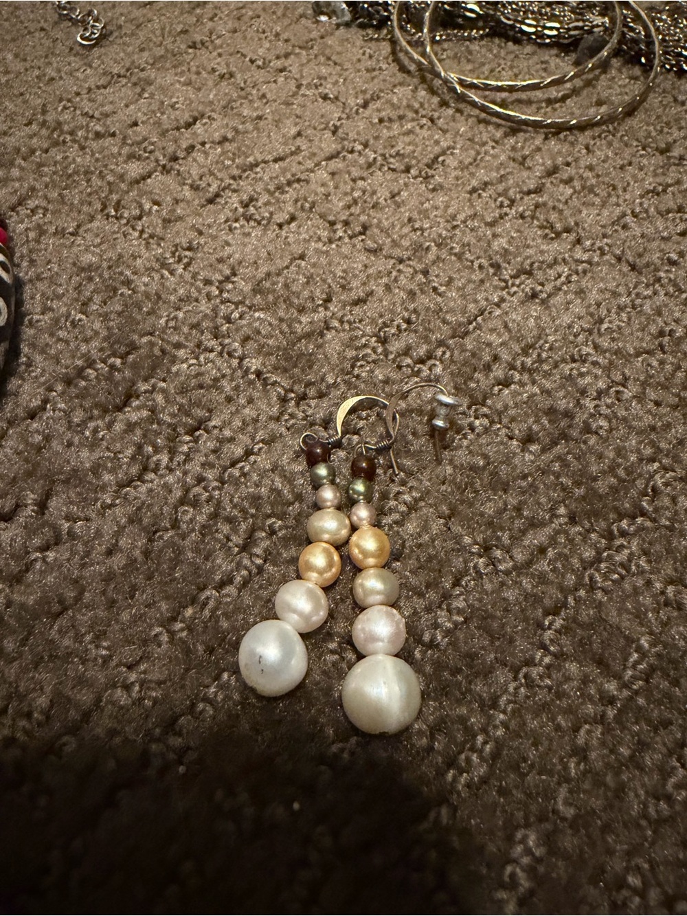 Pearl Drop Dangle Earrings in Champagne and Ivory